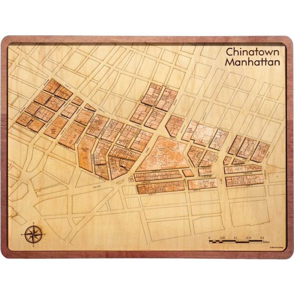 Chinatown, NYC - Neighborhood Wood Block Map