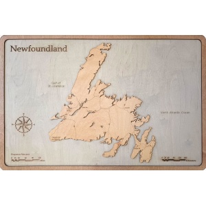 Newfoundland Island Wood Map