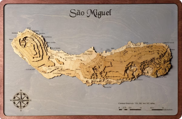 Sao Miguel, Portugal Wood Map - Image 2