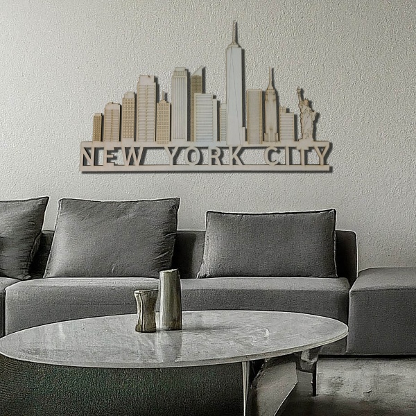 NYC Detailed Skyline - Wooden Wall Art - 22" Wide - Image 2