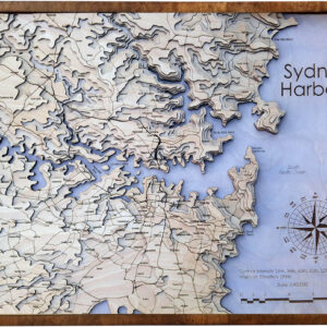 Sydney Harbor, Australia Wood Map