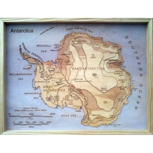 Antarctica Wood Map