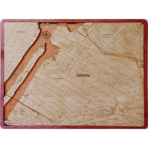 Astoria, NY - Neighborhood Wood Block Map