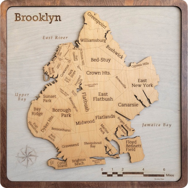 Brooklyn Neighborhood Wood Map - Image 2