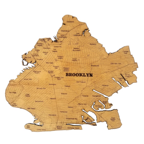 Brooklyn Detailed Roads Wood Map