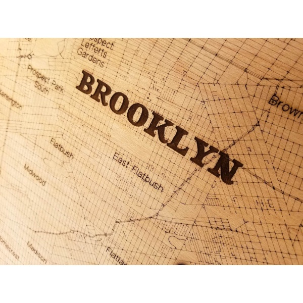 Brooklyn Detailed Roads Wood Map - Image 2