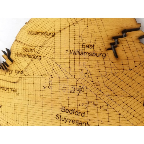 Brooklyn Detailed Roads Wood Map - Image 6