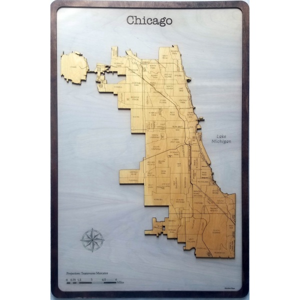 Chicago, IL Wood Map