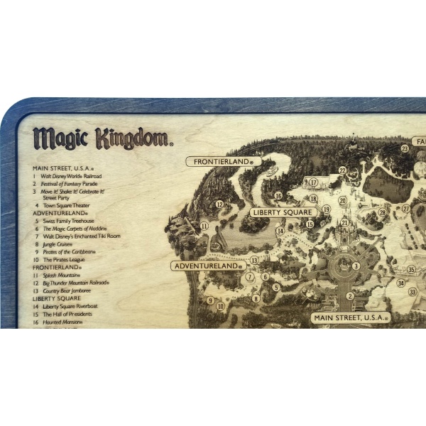 Disneyworld, Magic Kingdom, Orlando, Florida Wood Map - Image 2