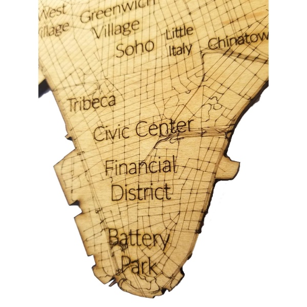 Manhattan Detailed Road Wood Map - Image 4