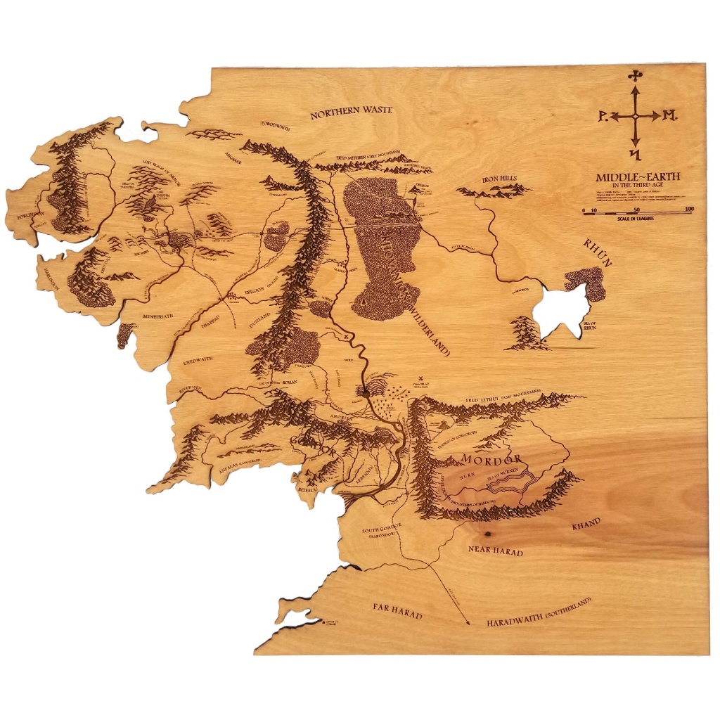Middle Earth Floating Wood Map - Overstock Sale!