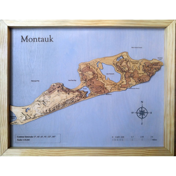 Montauk, Long Island Wood Map