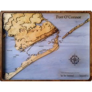 Port O'Connor, TX Wood Map