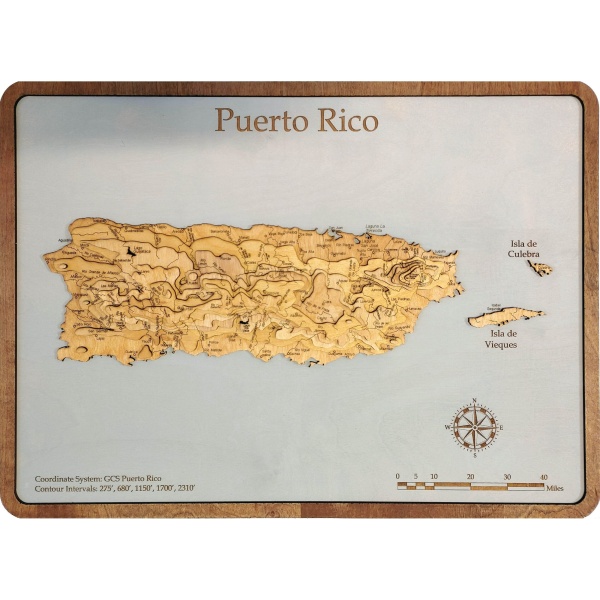 Puerto Rico Wood Map