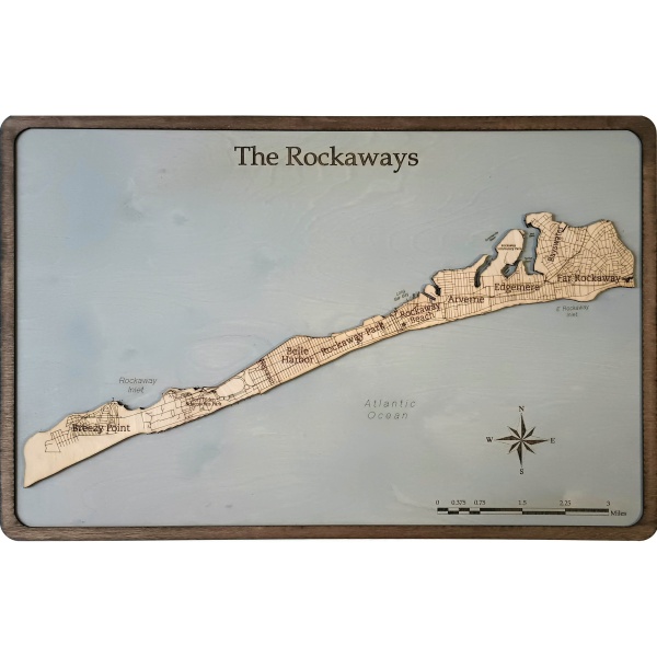 Rockaway, Queens, NY Wood Map