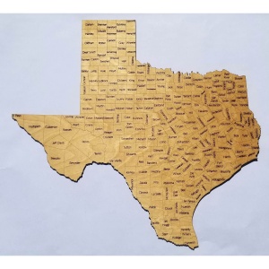 Texas State County Wood Map