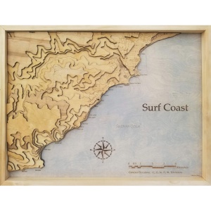 Torquay Surf Coast, Victoria, Australia Wood Map