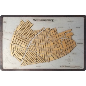 Williamsburg, NY - Neighborhood Wood Block Map