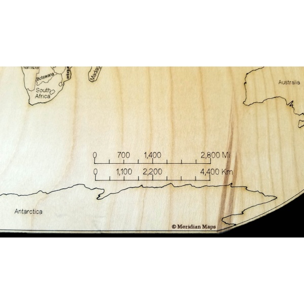 World Oval Wood Map in Robinson Projection - Image 3