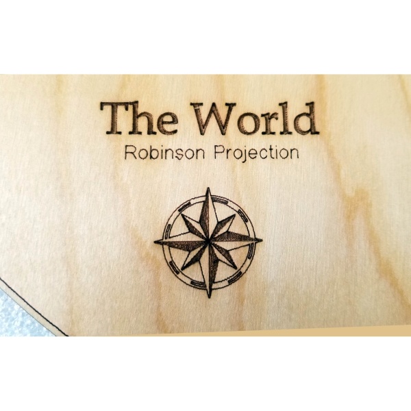 World Oval Wood Map in Robinson Projection - Image 4