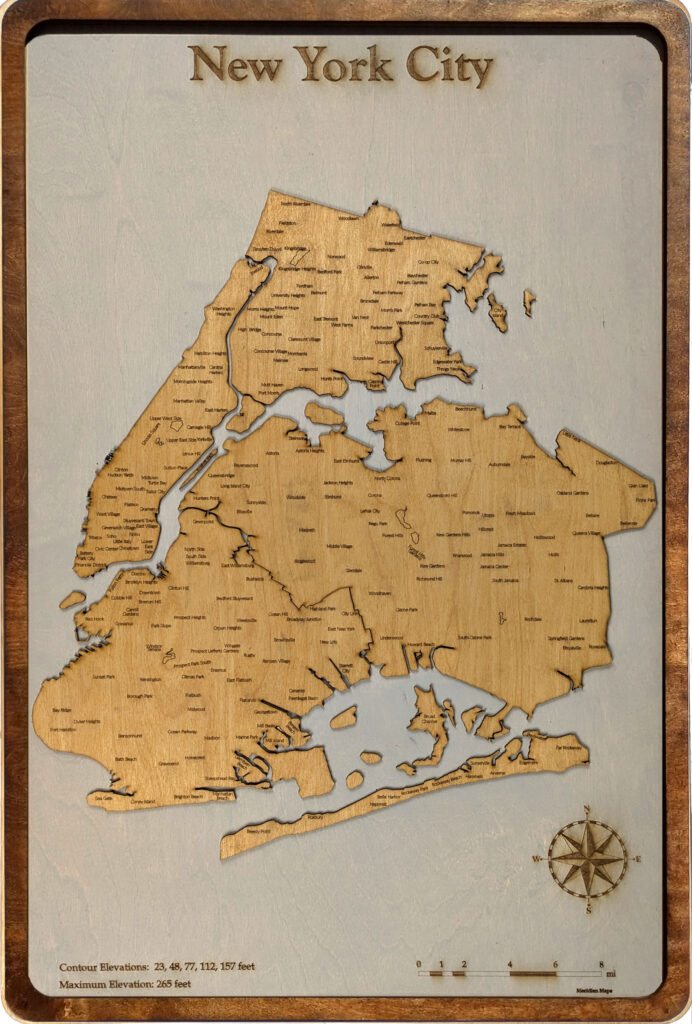 New York City Neighborhoods - Cutting Edge Wood Map