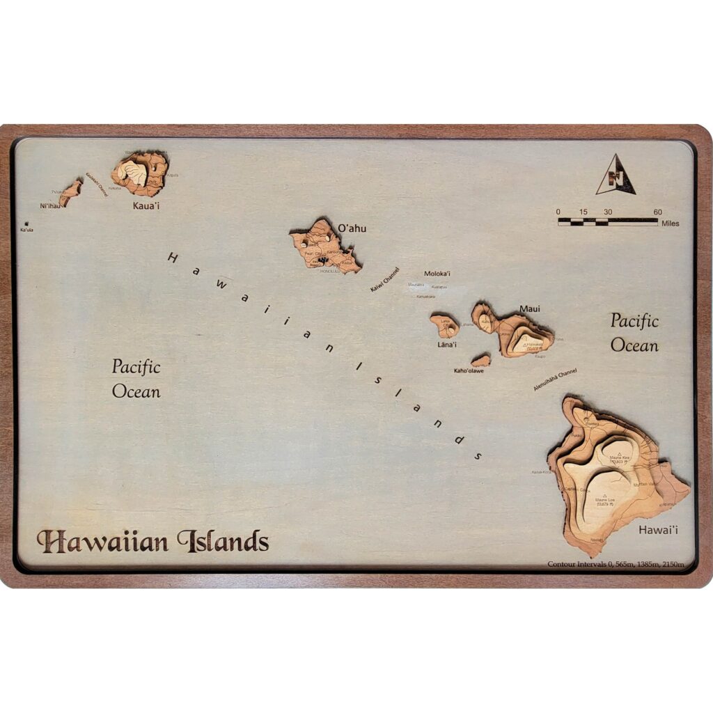 Hawaii Topographic Wood Map - Overstock Sale!