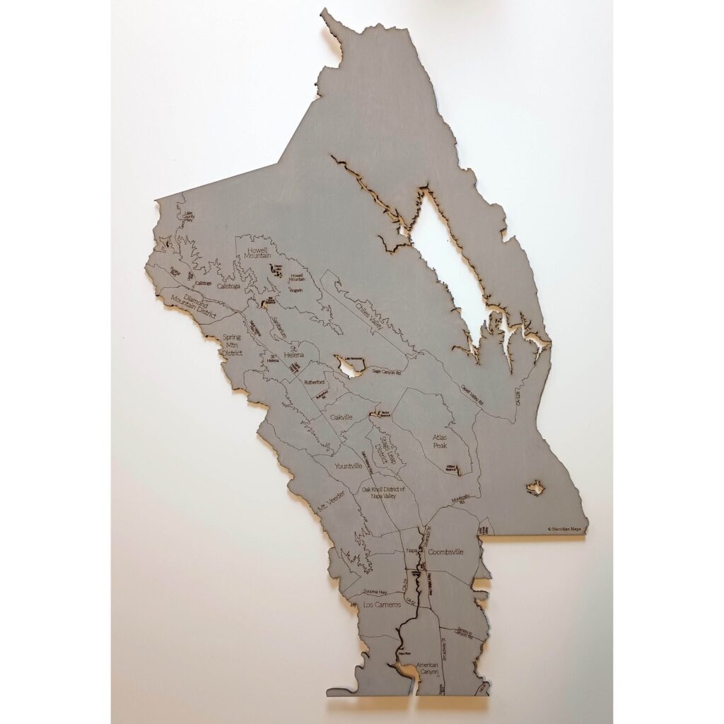 Napa Valley Floating Wood Map - Rustic Stain