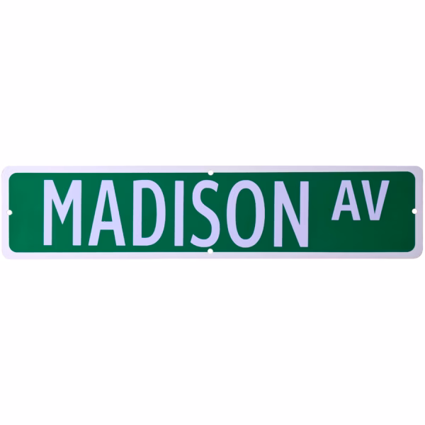 Madison Avenue Ave Iconic NYC Metal Street Sign - Decorative Wall Art for Home or Business